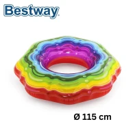 Bouée Gonflable Rainbow 115cm pour Adultes et Enfants De Piscine et Plage Bestway