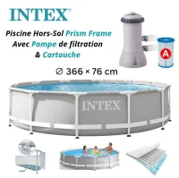 Piscine Hors Sol Ronde 366 x 76 cm Prism Frame Avec Pompe de Filtration et Cartouche - INTEX