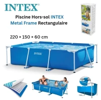 Piscine Hors Sol Metal Frame Rectangulaire 220x150x60 cm Intex - Familiale Facile à monter - مسبح