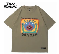 Hip Hop Streetwear Tshirt Painting Letter Print T Shirt Men Harajuku Cotton Casual T-Shirt Summer 