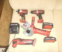 Kit Einhell 18V 4 Outil - Meuleuse - Visseuse Perceuse - Clé à Chocs Brushless - Outil Multifonction