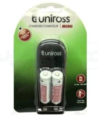 Chargeur Uniross Mini X2 AA/HR6 + 2 piles AA rechargeables