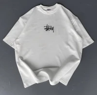 Tshirt blanc oversize coton unisex stussy تيشرت ابيض قطني 