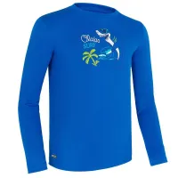 Water Tee Shirt Anti Uv  Decathlon Surf Manches Longues Enfant Bleu Imprimé