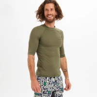 tee shirt Decathlon anti uv surf top 100 manches courtes homme bleu/ kaki