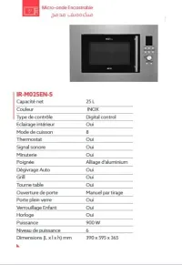 Four Micro-onde Encastrable IRMO25EN
