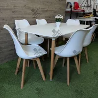 Promo ramdan : table mdf 140/90 avec 6 chaises tulipes importation