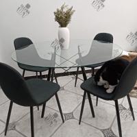 dining-rooms-table-ronde-120-cm-avec-4-chaises-en-tissu-guerrouaou-blida-algeria