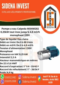 pompes multicellulaires horizontales monobloc en acier inoxidable MXHM 202 CALPEDA