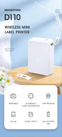 طابعة NIIMBOT D110 - طابعة الملصقات المحمولة حرارية بلوتوث  