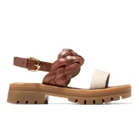 Cressida Lug Sandals Natural Canvas Ch Dk Cuoio Ltr