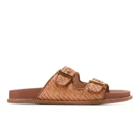 Marisol Footbed Sandals Tan Raffia Ch Dk Cuoio Ltr
