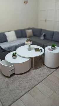 Table basse en inox avec rangement 
