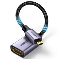 UGREEN Adaptateur Micro HDMI Mâle vers HDMI Femelle 4K 60Hz  Nylon Tressé Supporte 3D Ethernet  25CM