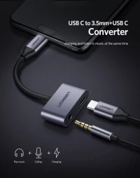 Adaptateur T  USB C vers 3,5 mm, écouteurs audio AUX 2 en 1 + charge PD Huawei + OnePlus + Xiaomi