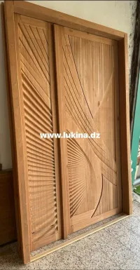 Porte D'entrée Bois Noble Sapelli Sculpter