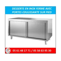DESSERTE EN INOX FERMÉ AVEC PORTES COULISSANTE  
