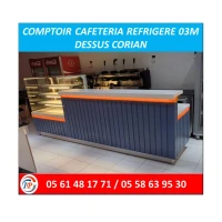COMPTOIR CAFETERIA REFRIGERE 03M DESSUS CORIAN 