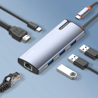 HUB TypeC multiports LDNIO DS16H TypeC vers TypeC 4K HDMI USB3.0 RJ45 USBC pour ordinateur portable