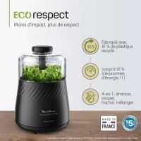 Moulinex MINI HACHOIRE Moulinette Eco Respect DP710810 - 800W - 4 fonctions-made in france