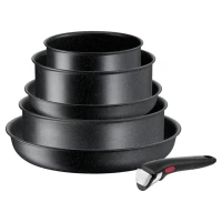 Batterie de cuisine TEFAL induction 6 pièces INGENIO BLACK STONE NOIR