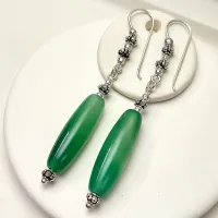 BOUCLES D'OREILLES ARGENT ET PIERRES SEMI-PRÉCIEUSE
