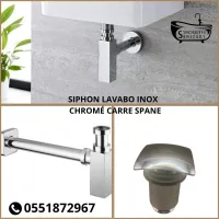 SIPHON LAVABO INOX + BONDE LAVABO POUSSOIR