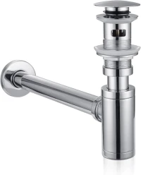 SIPHON LAVABO INOX + BONDE LAVABO POUSSOIR