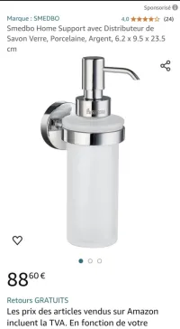Distributeur de savon avec son support SMEDBO  Zing/laiton massif récipient en porcelaine valeur neuf plus de 70€ expédition rapide bonne journée plus de la moitié du prix