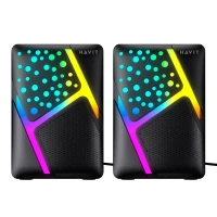 HAVIT SK763 - ENCEINTE GAMING STÉRÉO RGB - HAUT-PARLEURS FILAIRES USB - SON CLAIR - COMPACT - NOIR