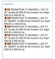 ecrans-plats-promotion-tv-maxwell-simple-et-smart-led-bab-ezzouar-alger-algerie