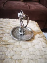 Statue chat en silver 