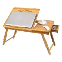 table Laptop Ordinateur Portable et mac book on Bois Bambou Pliable avec Ventilateur capsys BM62