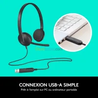Casque USB LOGITECH H340 ORIGINAL Stéréo avec Micro Rotatif Anti-Parasites