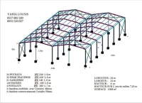 Hangar en charpente métallique jumelée 2x(42x12) hauteur 6 mètres 