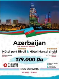 Voyage organisé Azerbaïdjan combiné Bakou- Gabala  Août 2025