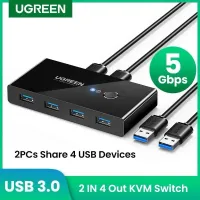 UGREEN Commutateur KVM USB 3.0/2.0, pour connecter 2 PC avec 4 appareils