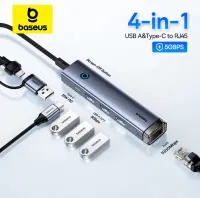 Baseus Hub 4en1 USB type-c USB-A vers RJ45 1000Mbps + 3*USB3.0 5Gbps
