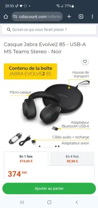 Casque Jabra evolve2 85