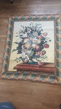 Ancienne Tapisserie murale décor florale 