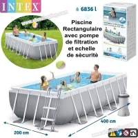 Piscine Rectangulaire 400x200x100 cm avec pompe de filtration et Échelle de sécurité  Intex (F) 