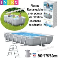 Piscine Rectangulaire 300x175x80 cm avec pompe de filtration et échelle de sécurité - Intex(F) 