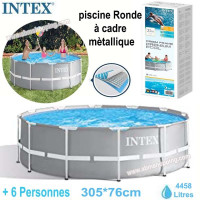 Piscine Ronde 305*76 cm à cadre métallique  Intex