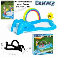 Piscine Gonflable Avec Centre De Jeux D eau Arc en ciel 257.145.91 cm Bestway