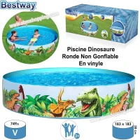 Piscine dinosaure, ronde non gonflable en vinyle pour enfants 183x38cm | Bestway