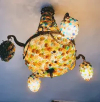 Lustre en bronze et pâte de verre style baroque neoclassique