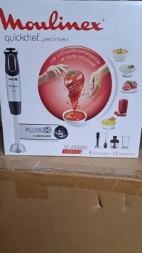 KIT MIXEUR MOULINEX QUICKCHEF INOX 1000WATT 10 VITESSE 4 ACCESSOIRE 22 FONCTIONS 
