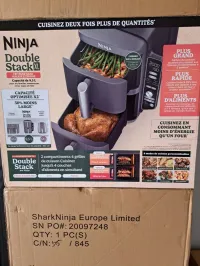 FRITEUSE NINJA AIR FRYER DOUBLE STACK XL 9.5L 6 PROGRAMME 2470WATT SL400EU 
