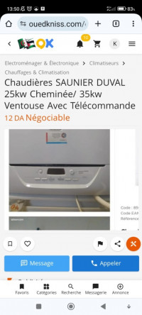 chaudieres-et-radiateurs-chaudiere-saunier-duval-25kw-cheminee-30-kw-ventouse-35kw-avec-telecommande-birkhadem-alger-algerie