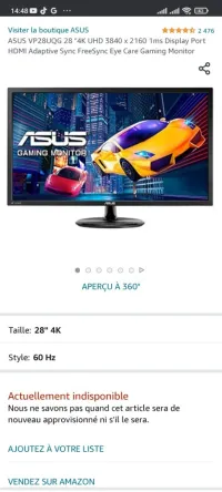 écran pc Asus 4K 60 FPS